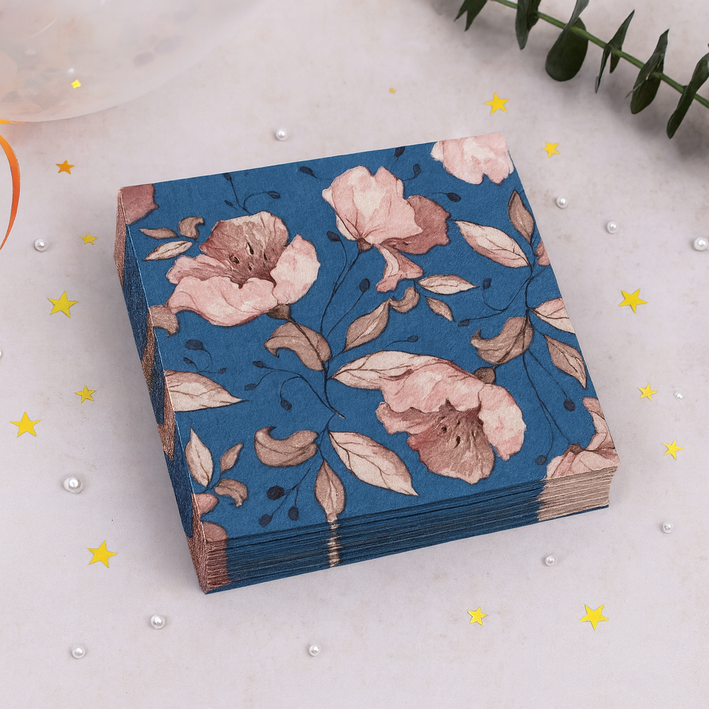 Serviette en Papier Bleue Florale