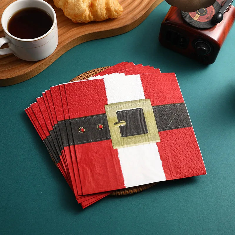 Serviette en Papier Ceinture Père Noël Festif