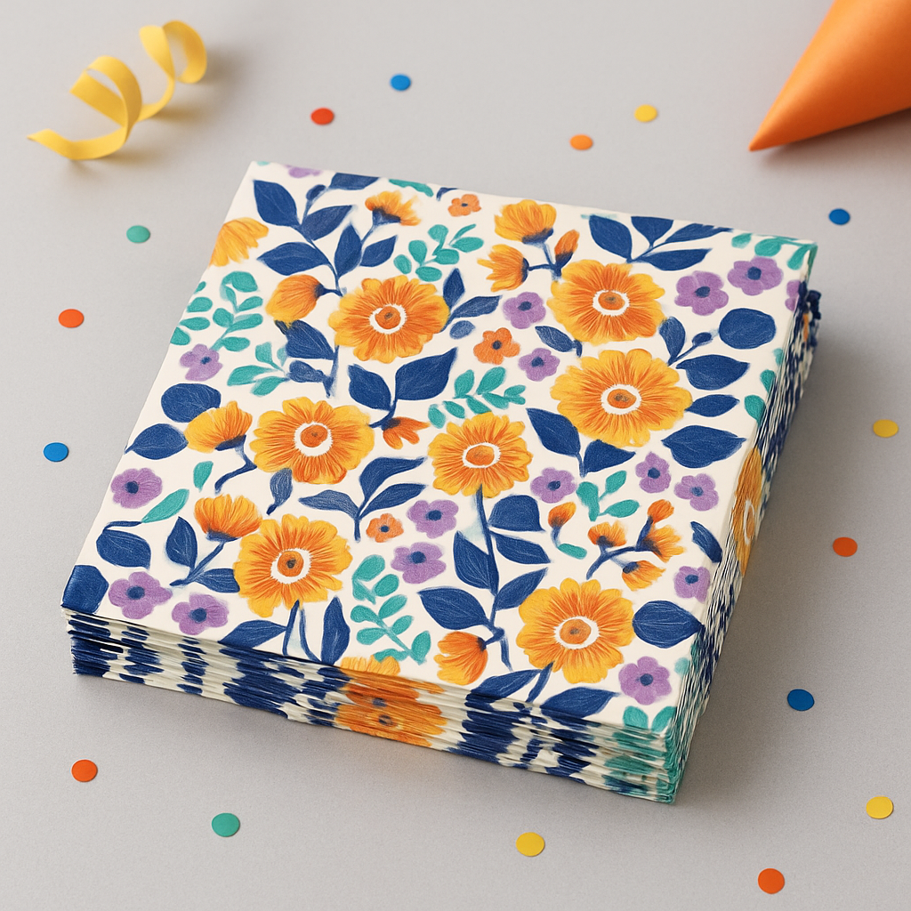 Serviette en Papier à Fleurs Oranges