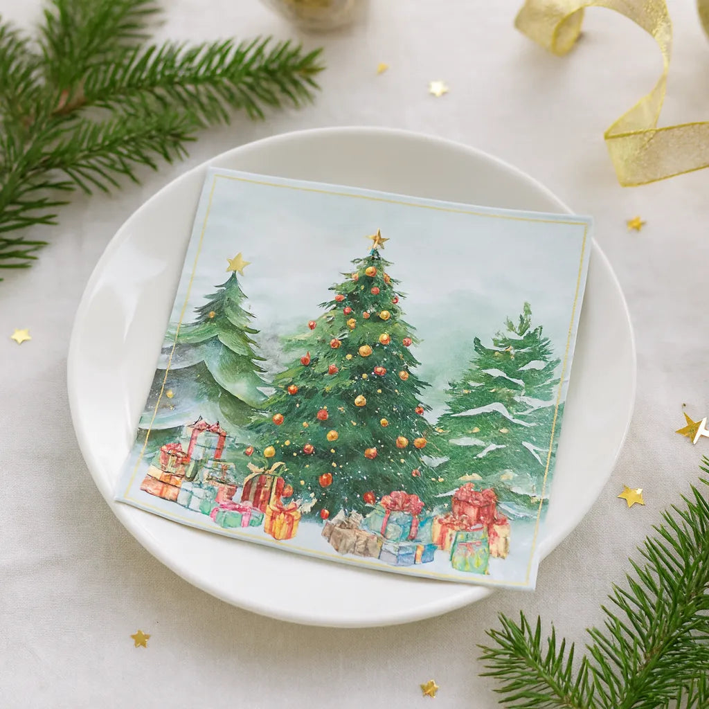 Serviette en Papier à Motif Sapins