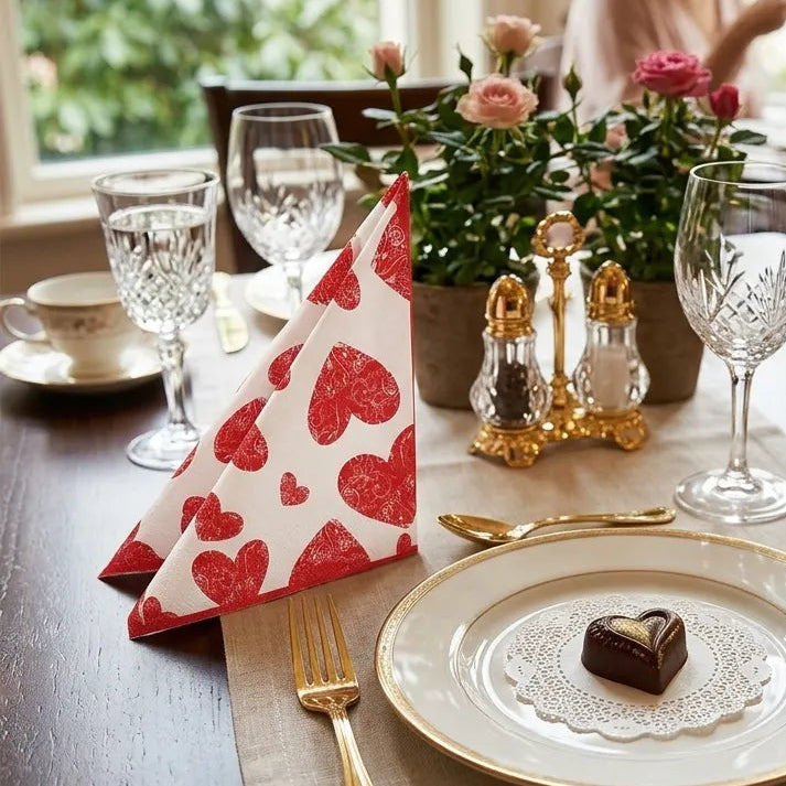Serviette en Papier Motifs Cœurs Unique
