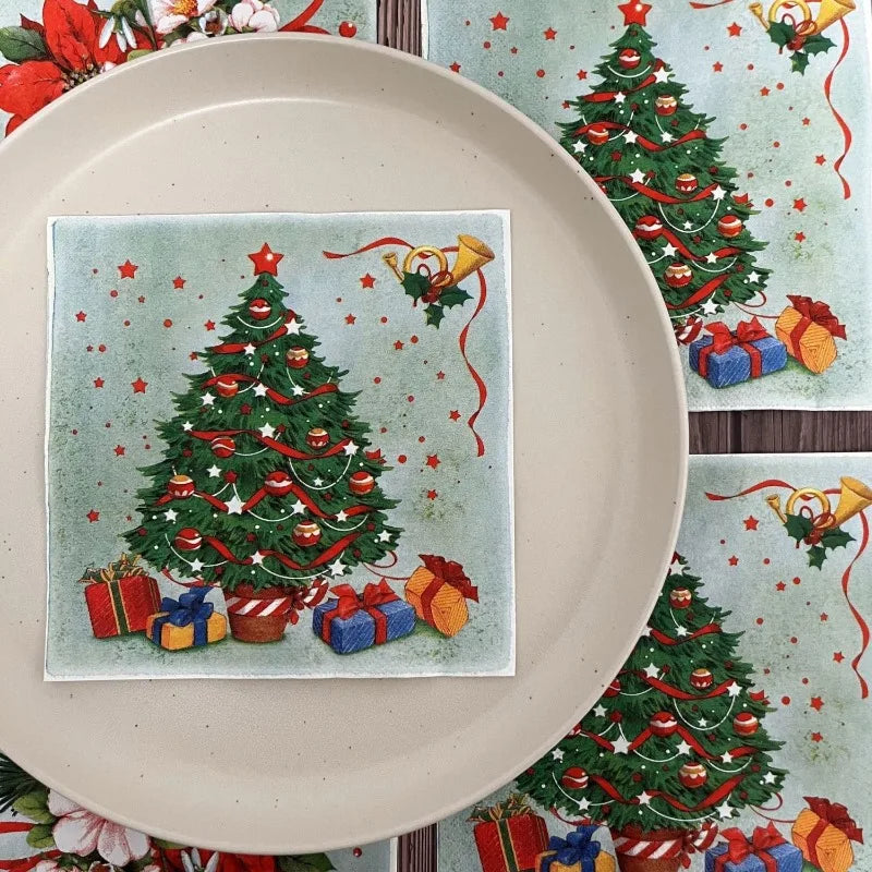 Serviette en Papier Motifs Noël Traditionnel Légère  