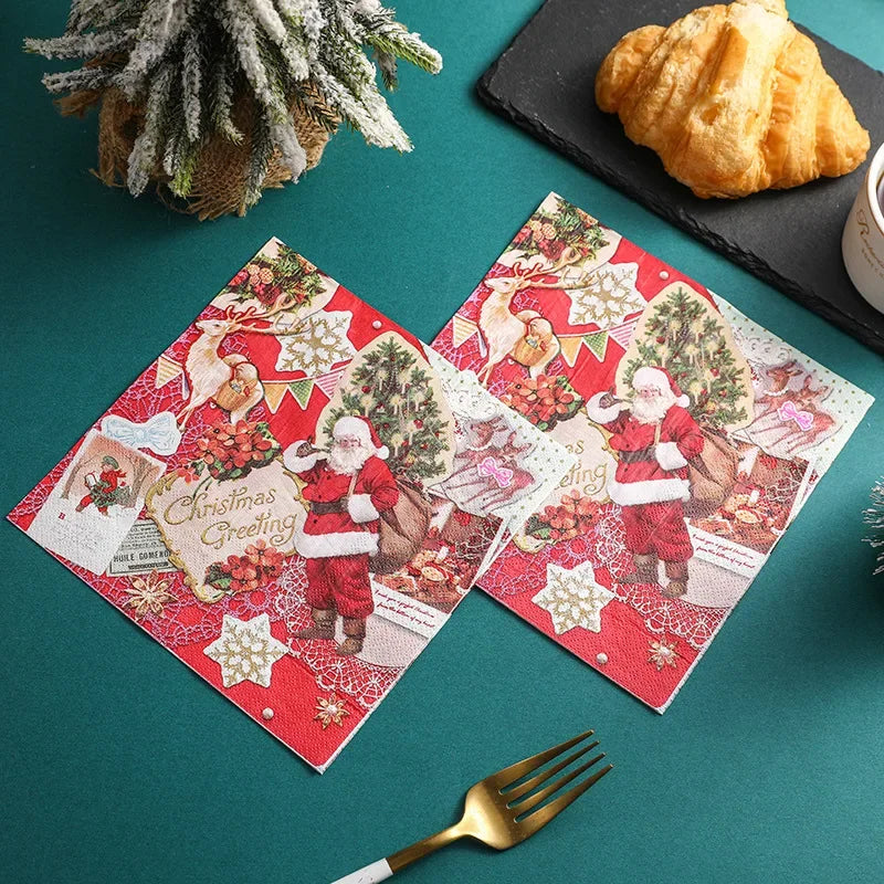 Serviette en Papier Père Noël Élégante
