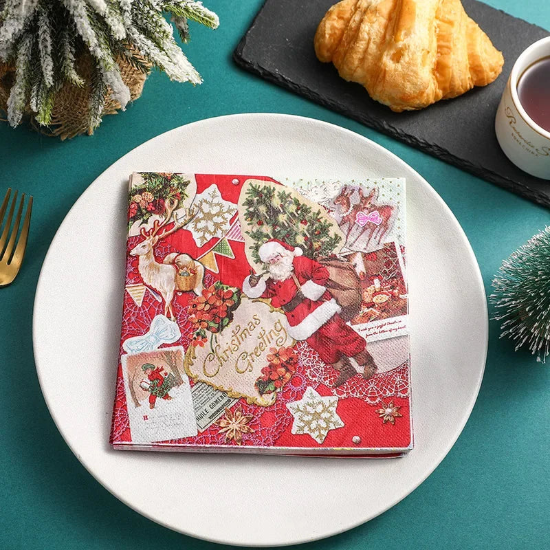 Serviette en Papier Père Noël Élégante et Résistante 