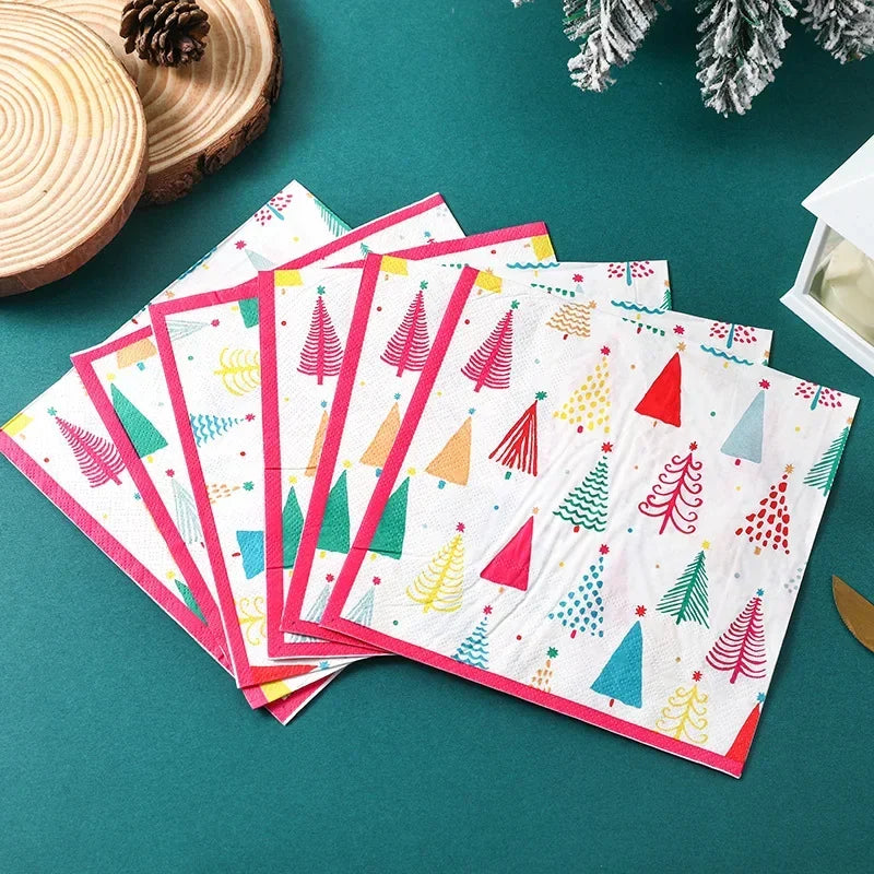 Serviette en Papier Sapins Colorés
