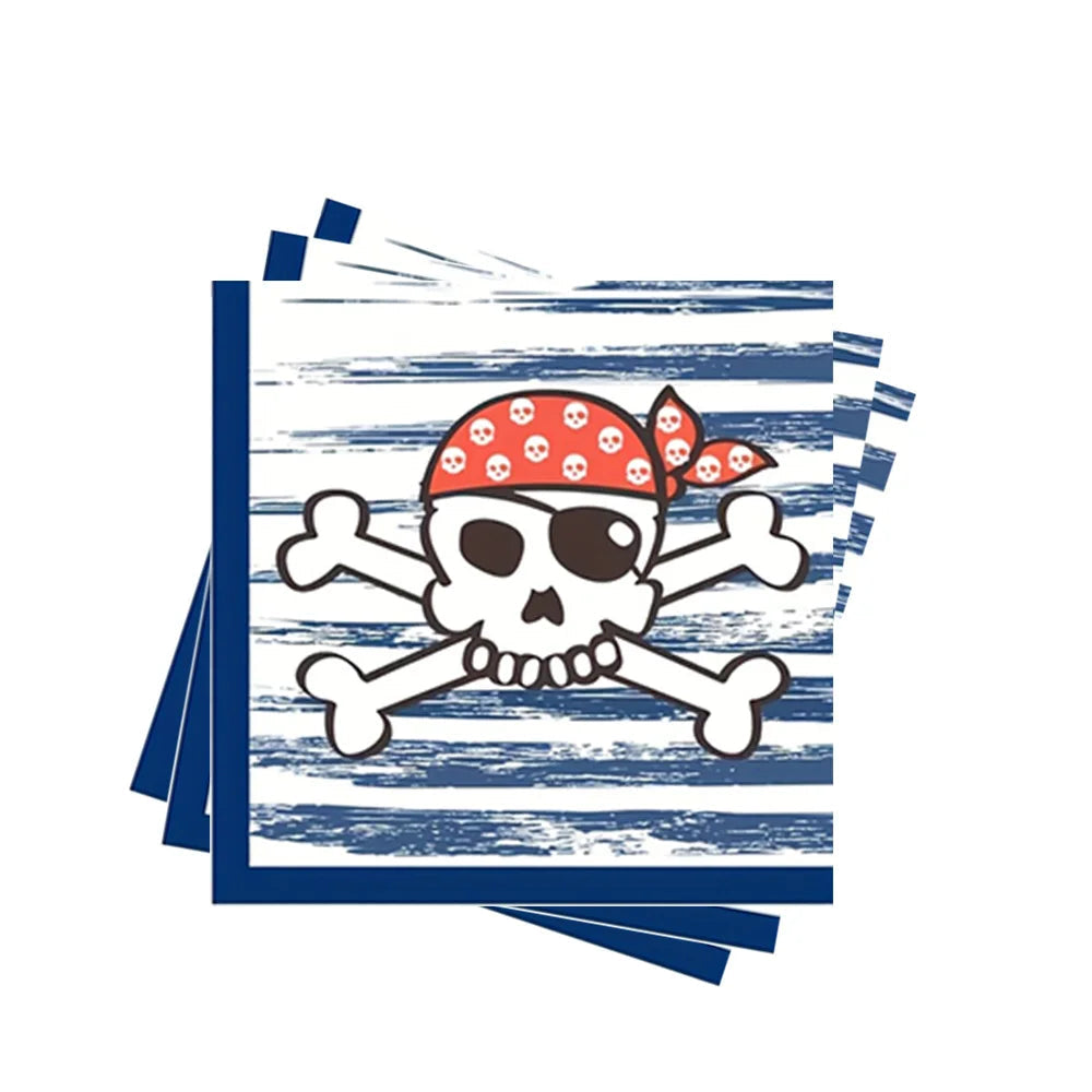 Serviettes Pirate Bleu 