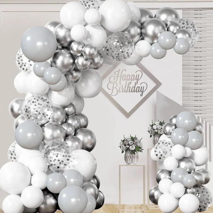 Set Arche Ballons Gris Argenté