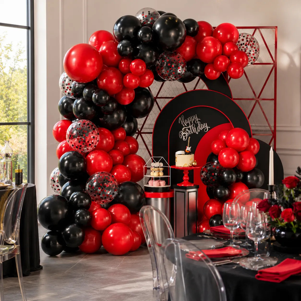 Set Arche Ballons Rouge et Noir Unique