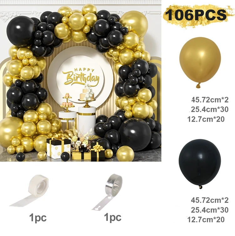 Set Ballons Arche Noir et Or Design Original