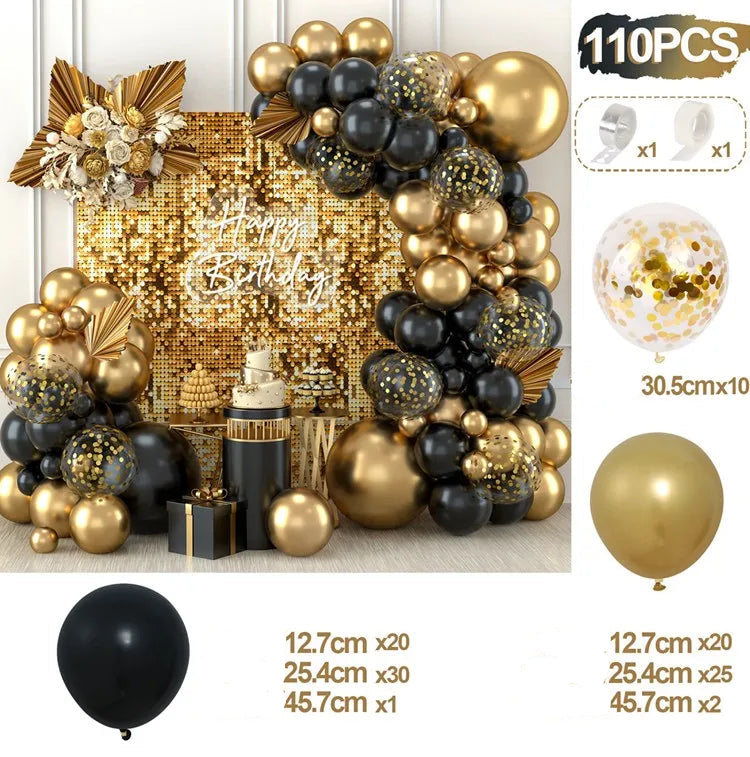 Set Ballons Arche Noir et Or Design Pratique