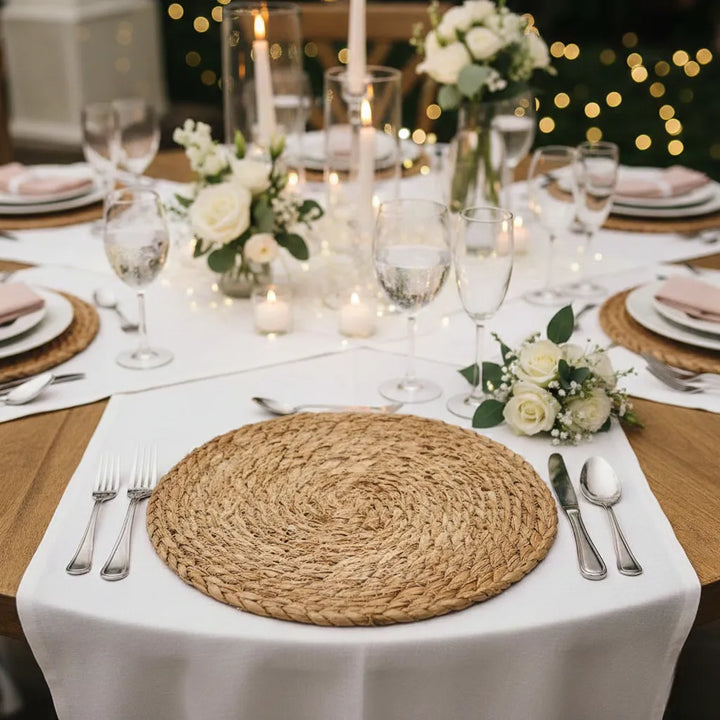 Set De Table Mariage en Rotin Tissé