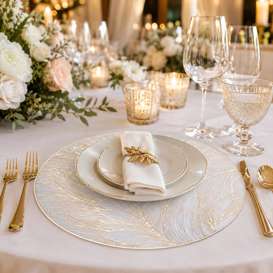 Set De Table Rond Mariage Raffiné stylé
