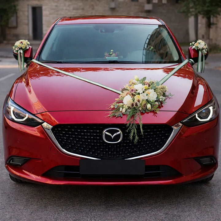 Set Fleurs Vertes pour Véhicule Mariage