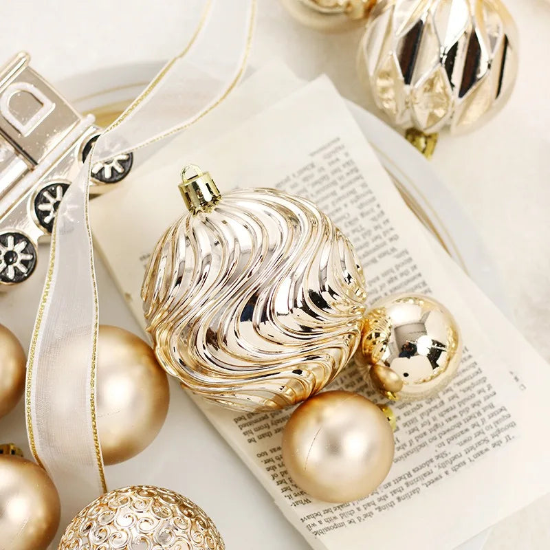 Set de Boules de Noël Champagne Raffinées Compactes 