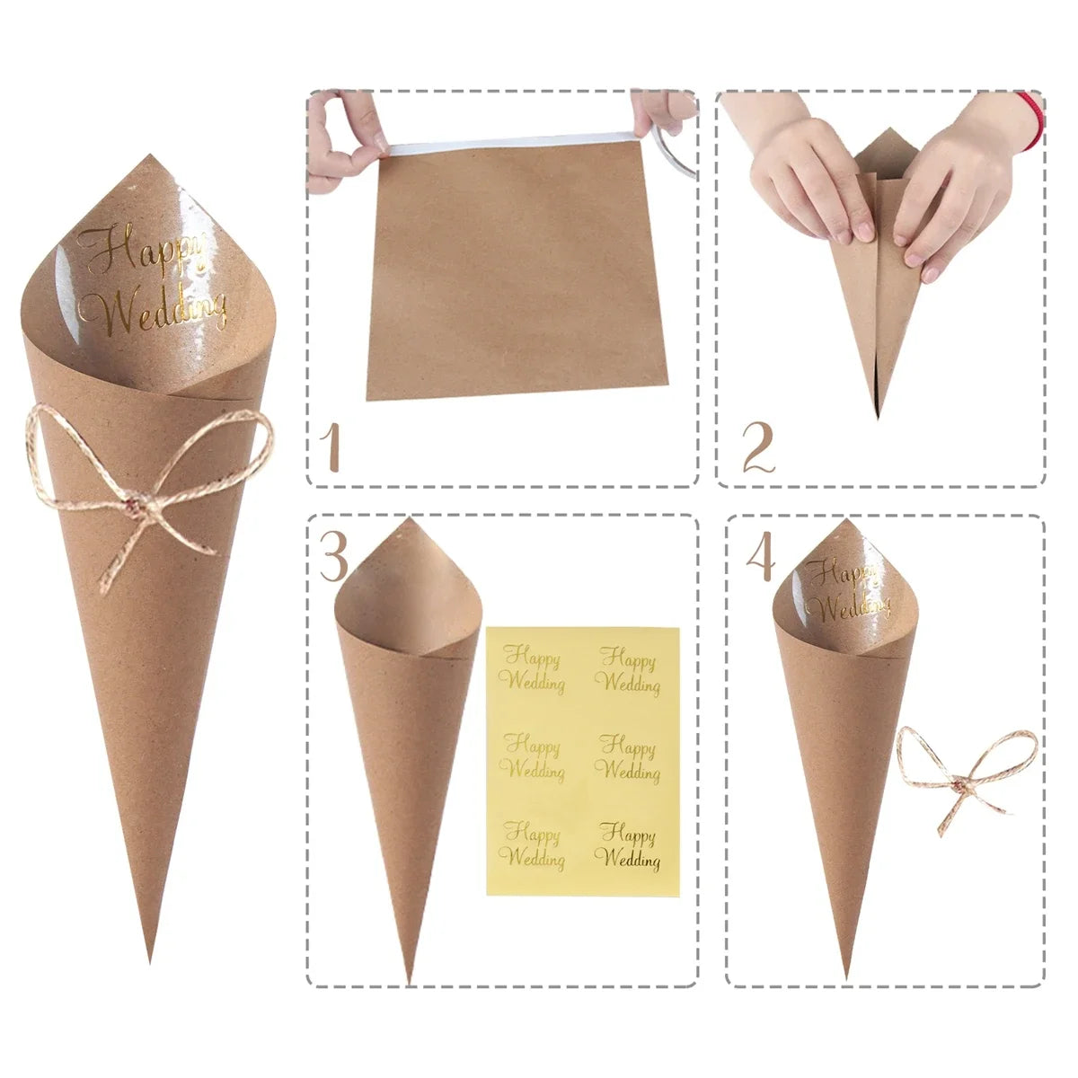 Set de Cornets à Pétales en Kraft Chic