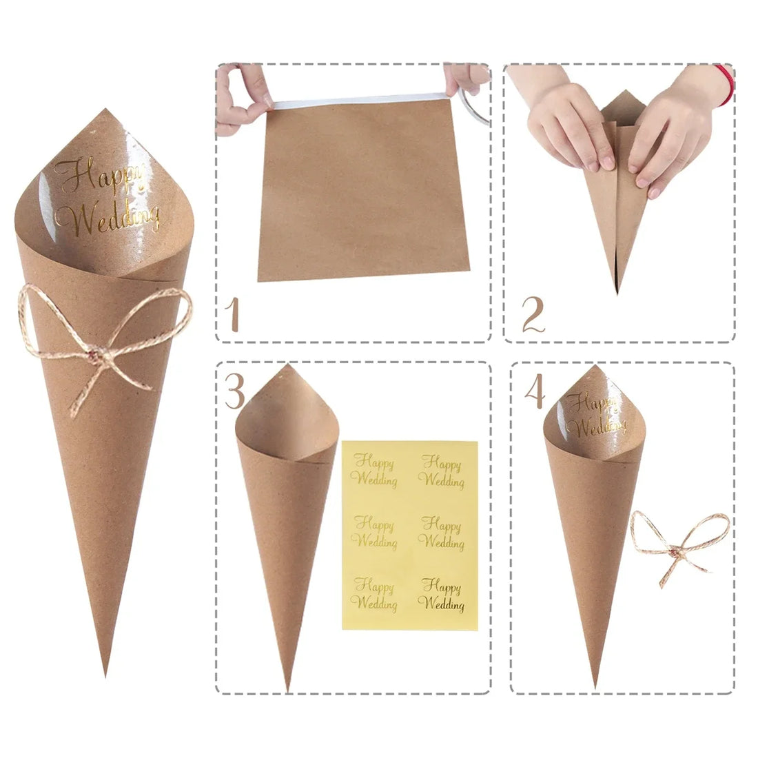Set de Cornets à Pétales en Kraft Chic