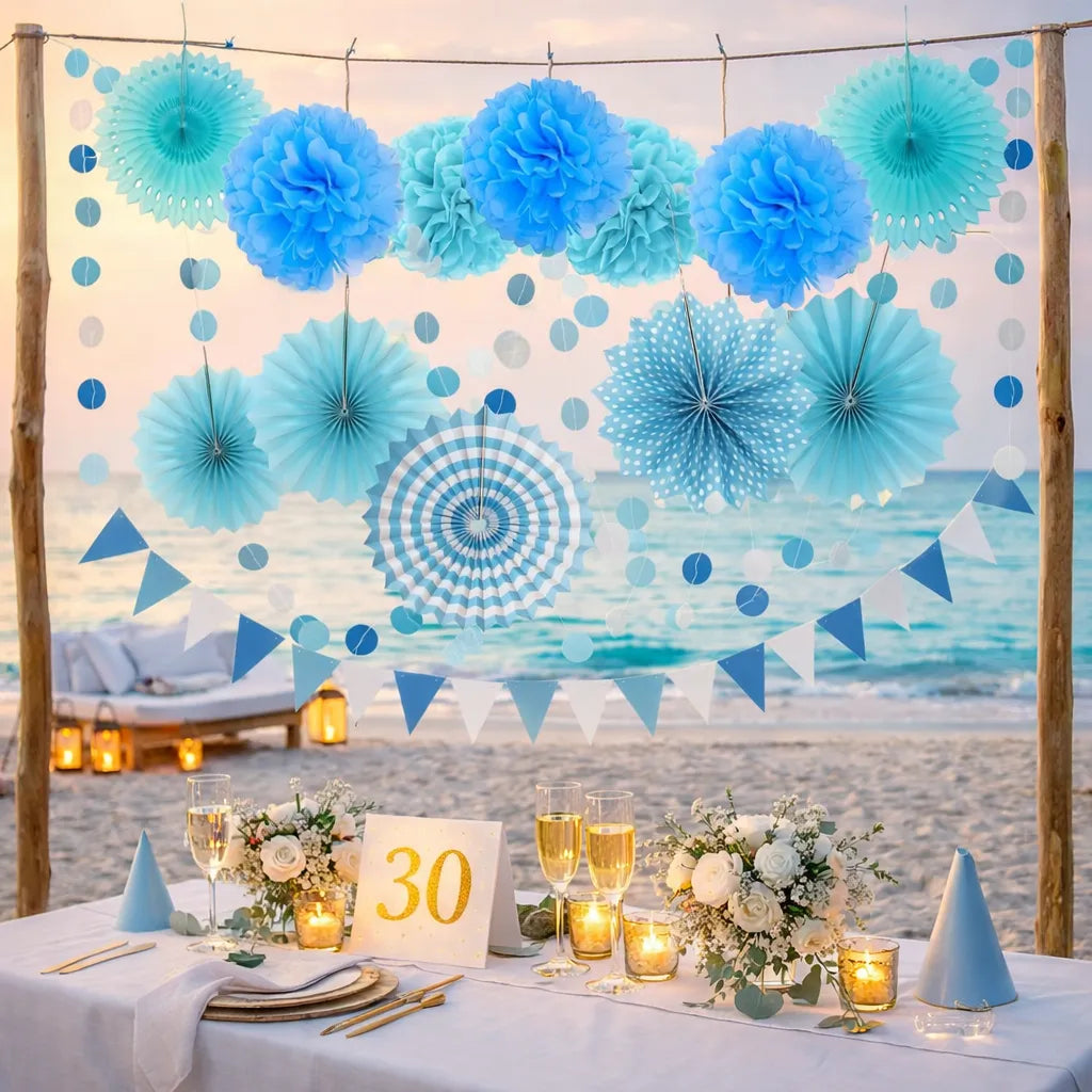 Set de Déco en Papier de Soie Bleu