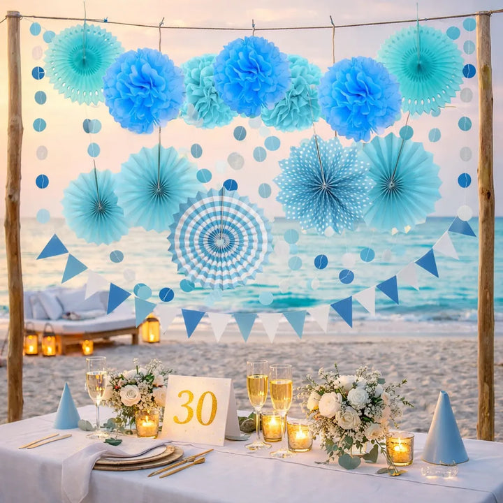 Set de Déco en Papier de Soie Bleu