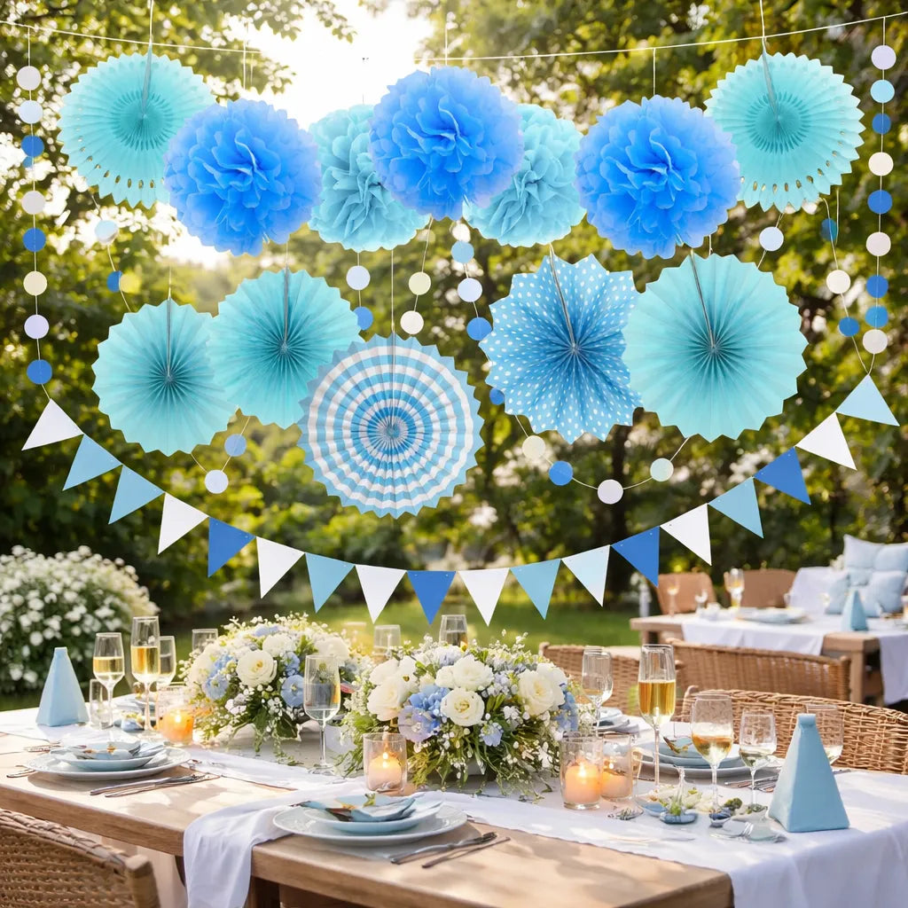 Set de Déco en Papier de Soie Bleu raffinée