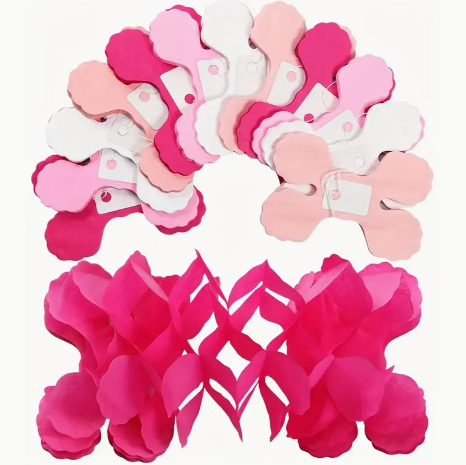 Set de Guirlandes en Papier Nuance Rose Romantique