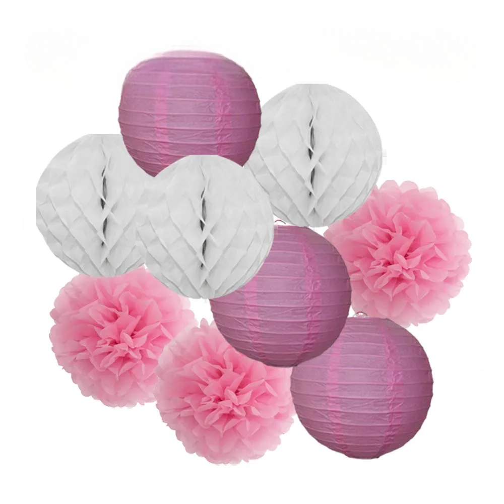 Set de Lampions Mariage Romantique Rose