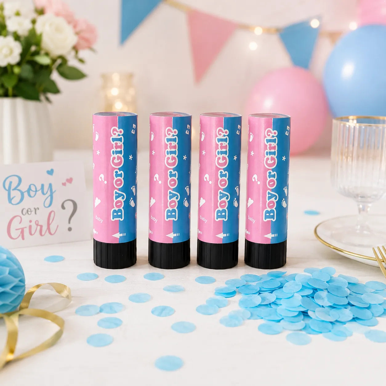 Set de Petits Canons à Confettis Babyshower Garçon
