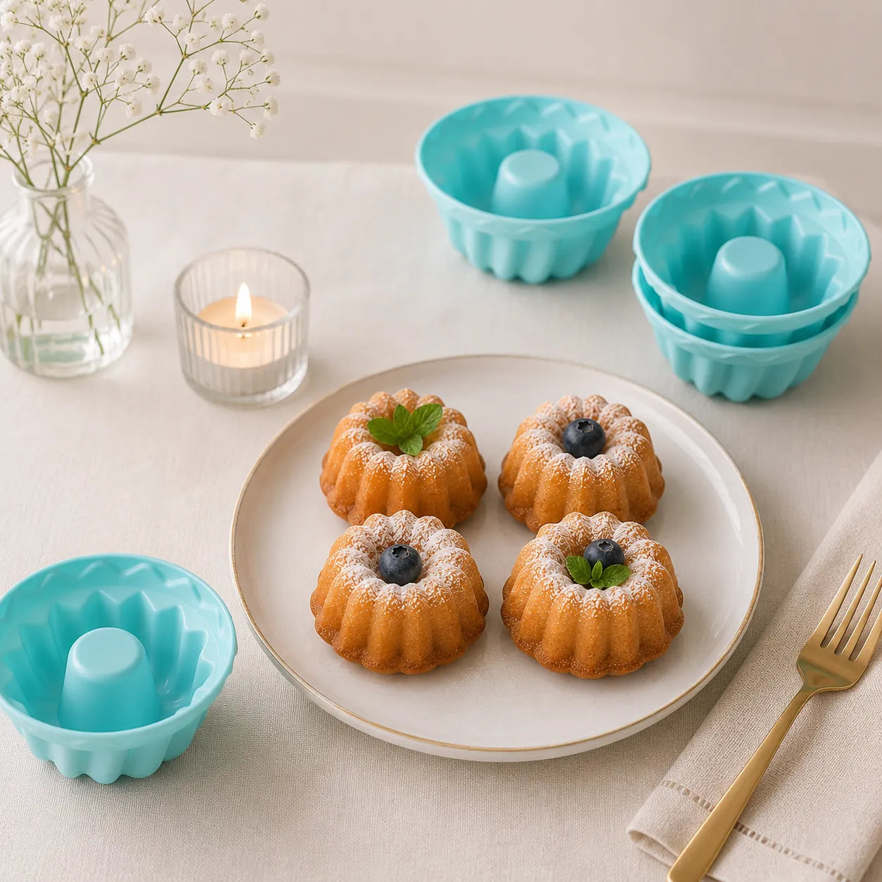 Set de Petits Moules à Gâteau en Silicone