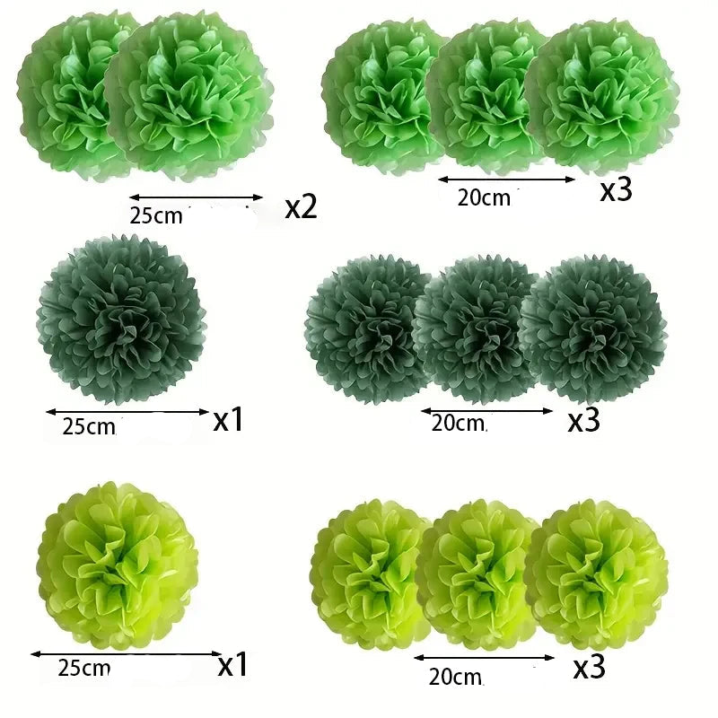 Set de Pompons Décoratif Verts Diamètre
