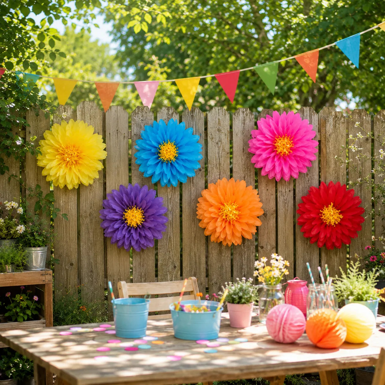 Set de Pompons Fleurs Colorés Minimaliste