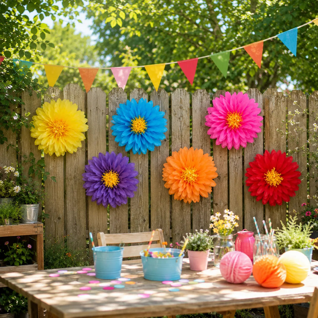 Set de Pompons Fleurs Colorés Minimaliste
