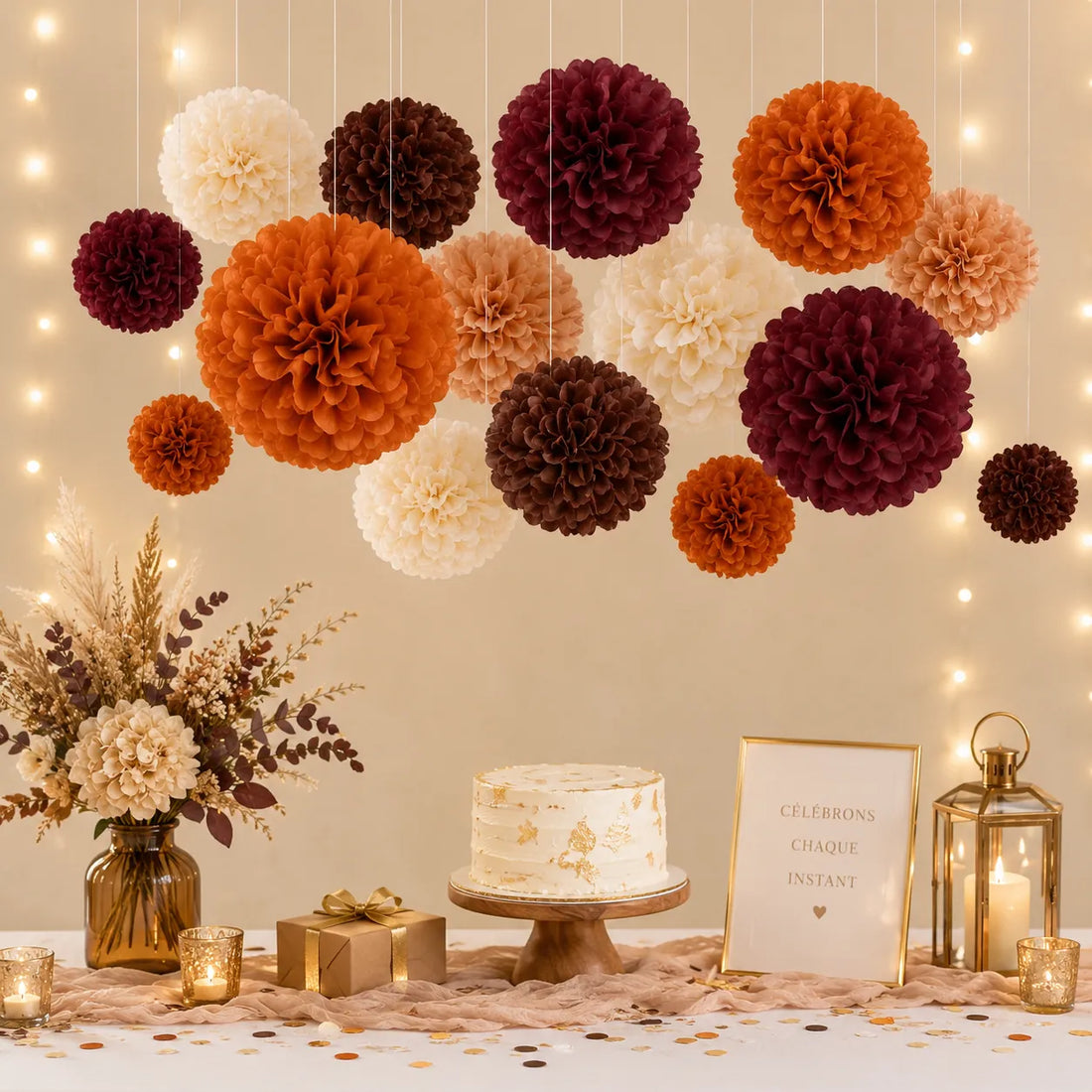 Set de Pompons Nuance Marron Moderne