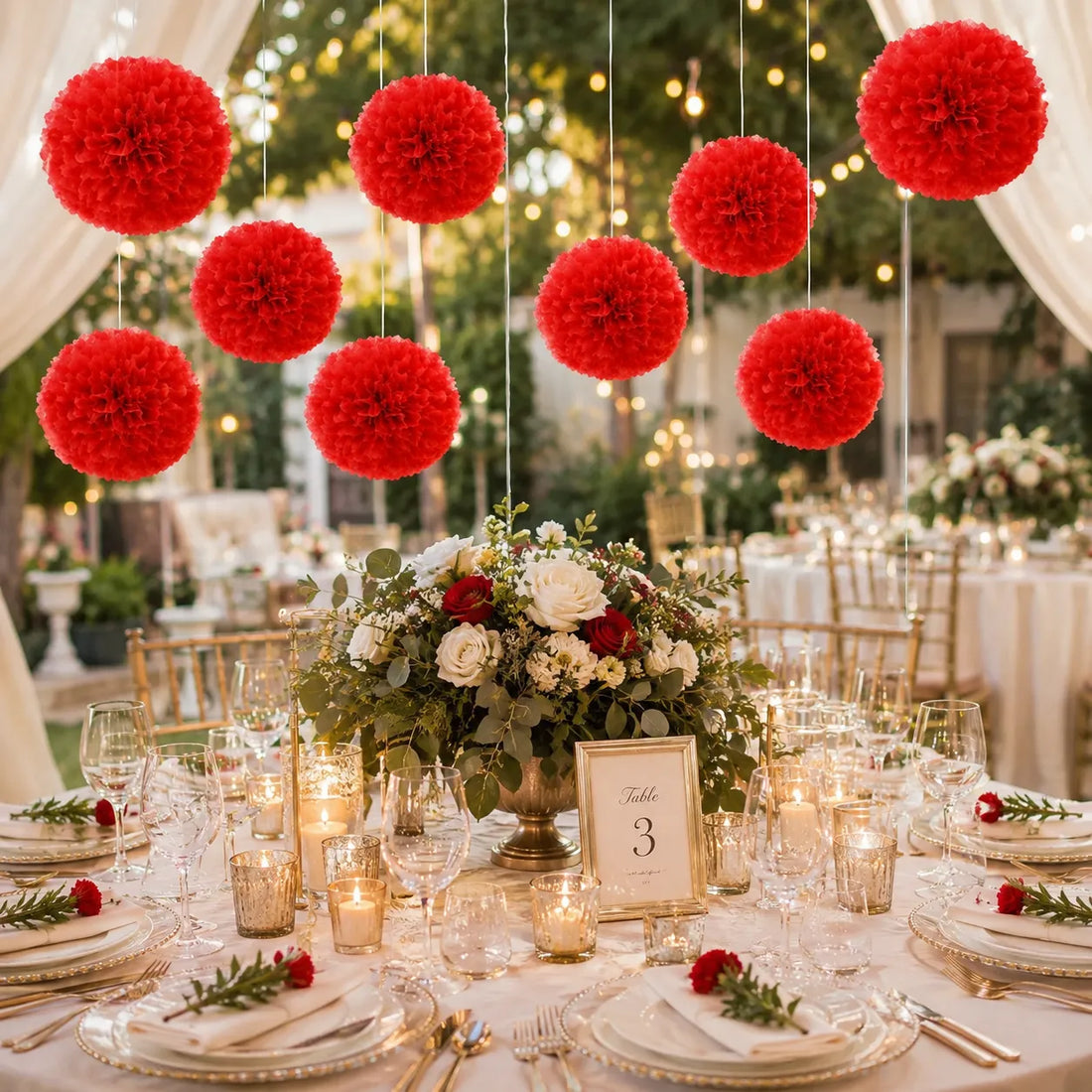 Set de Pompons Rouge raffiné