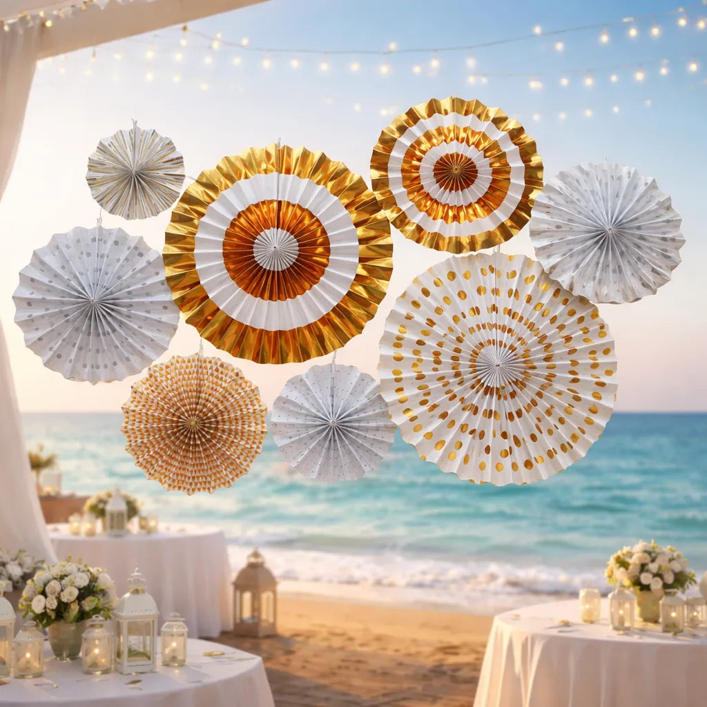 Set de Rosaces Blanches et Dorées Design