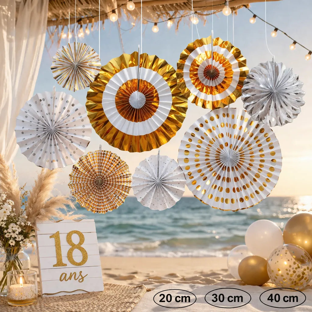 Set de Rosaces Blanches et Dorées classe