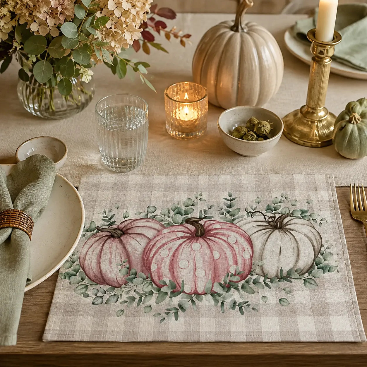 Set de Table Carreaux Citrouilles Halloween Pratique