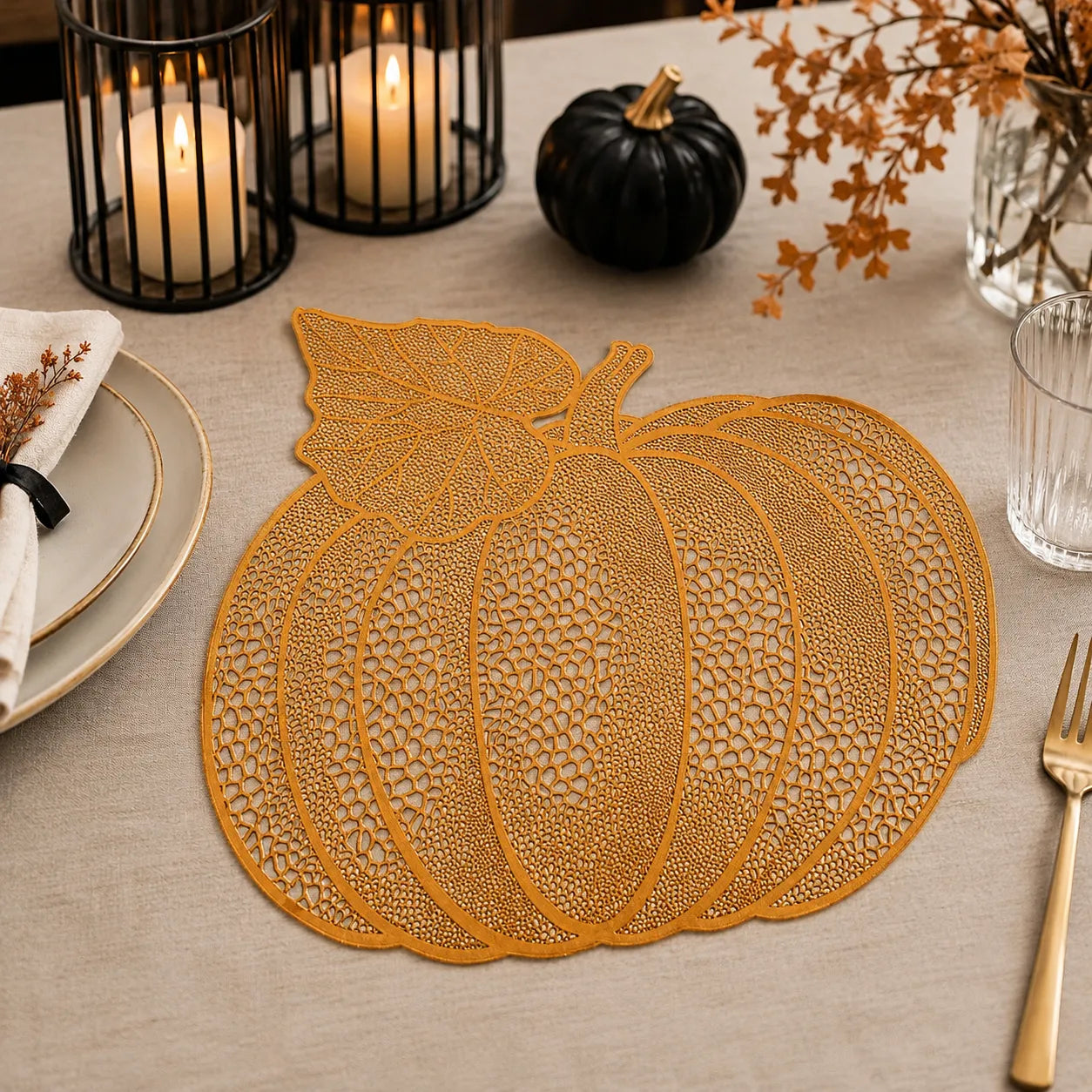 Set de Table Citrouille PVC Orange Pratique