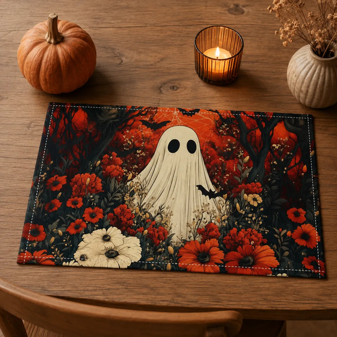 Set de Table Fleuri Fantôme Halloween Pratique