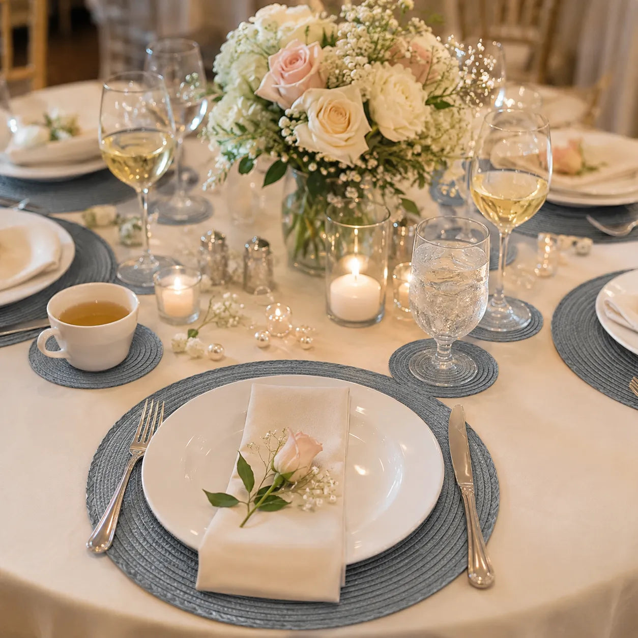 Set de Table Gris Tissé Mariage classe