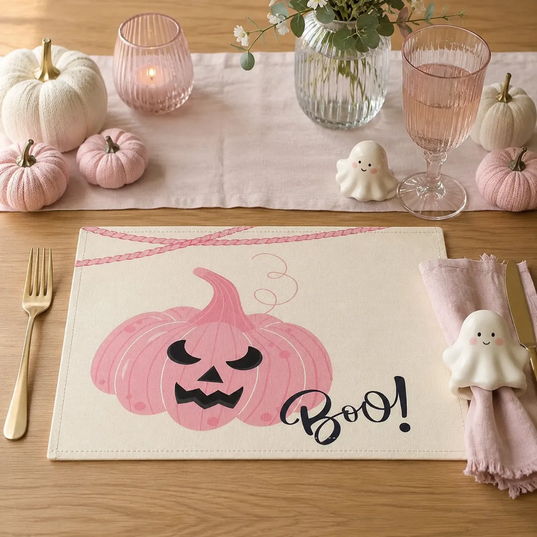 Set de Table Halloween Rose Minimaliste Pratique