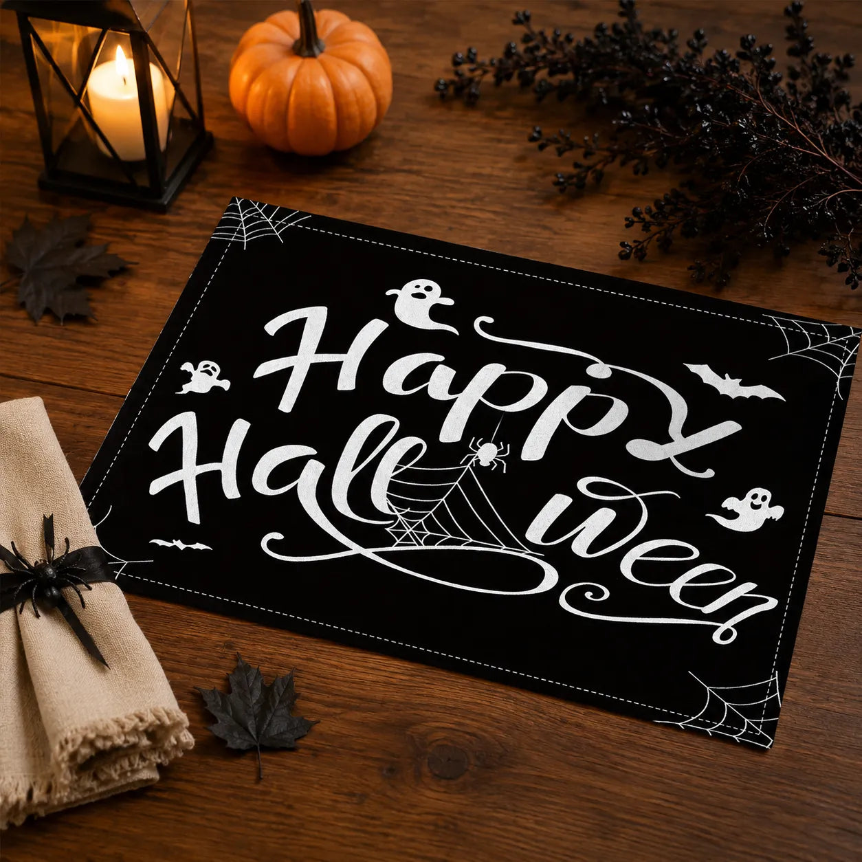 Set de Table Happy Halloween Noir Pratique