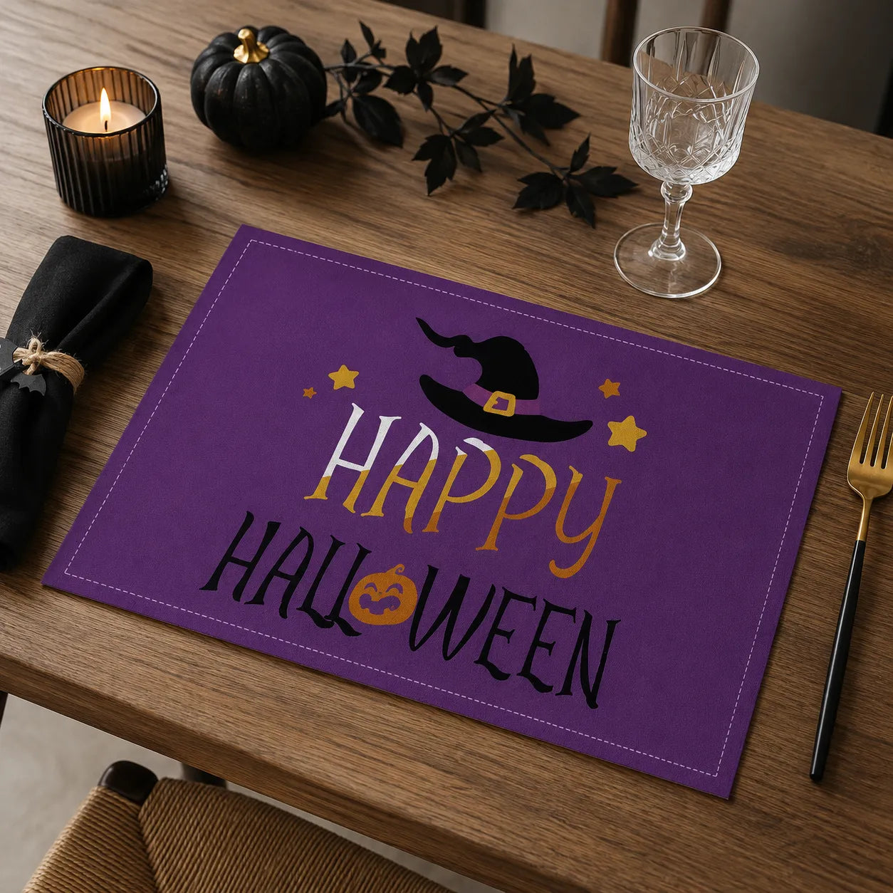 Set de Table Happy Halloween Violet Pratique