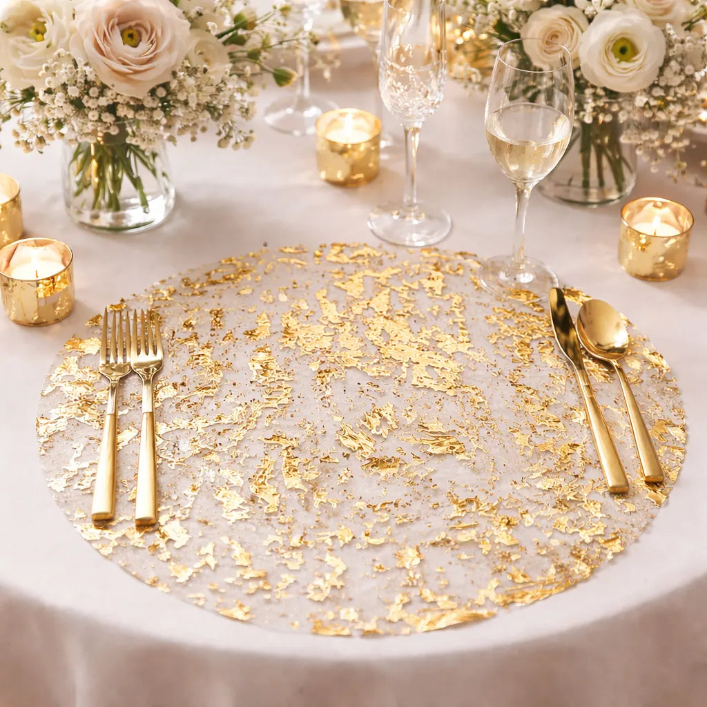 Set de Table Jetable Doré Mariage