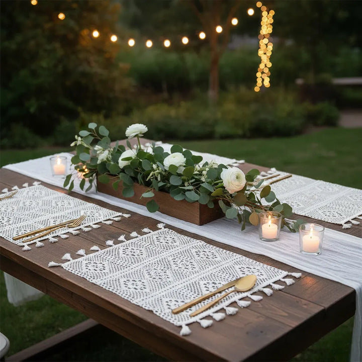 Set de Table Mariage Bohème Crocheté