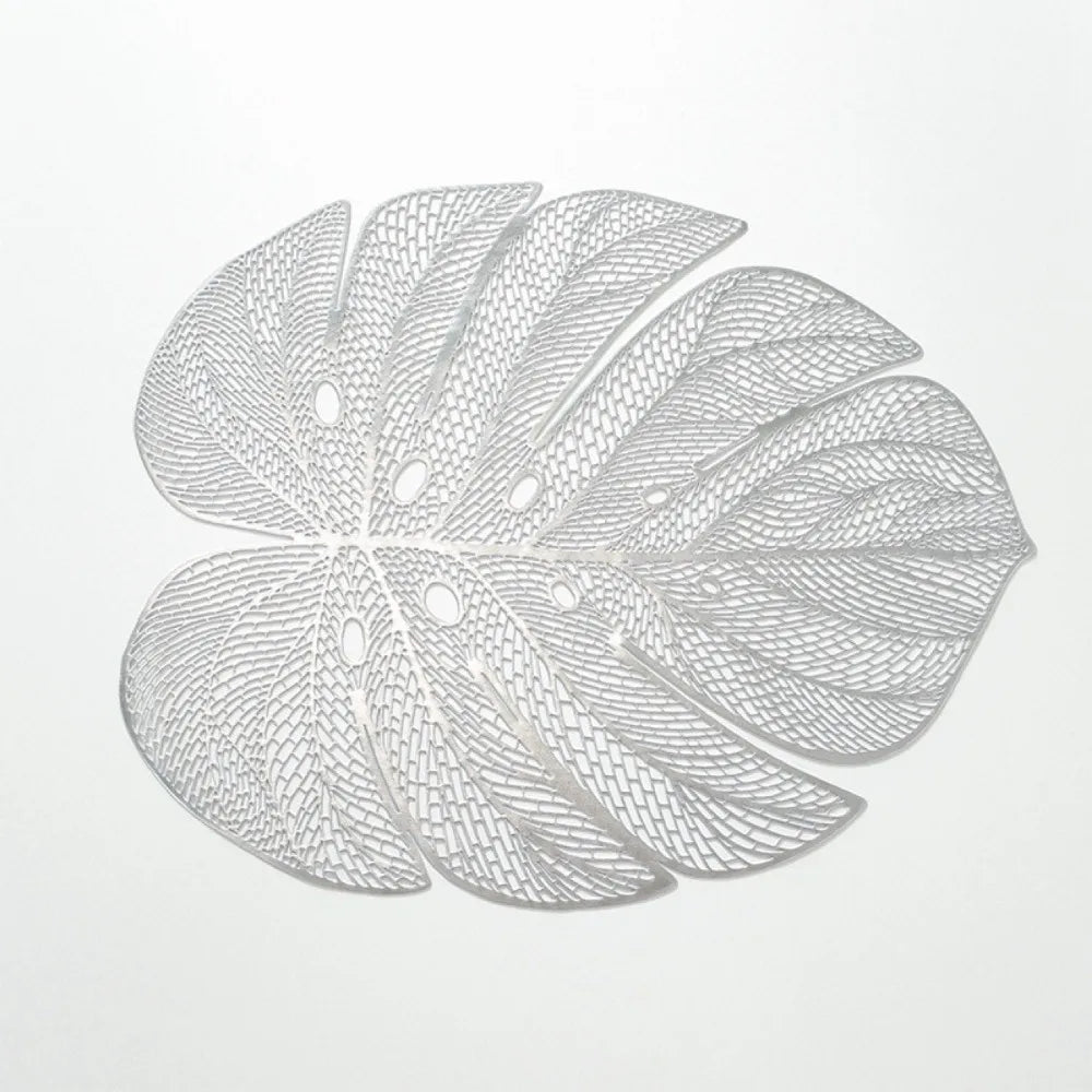 Set de Table Mariage Feuille Argenté Elégant