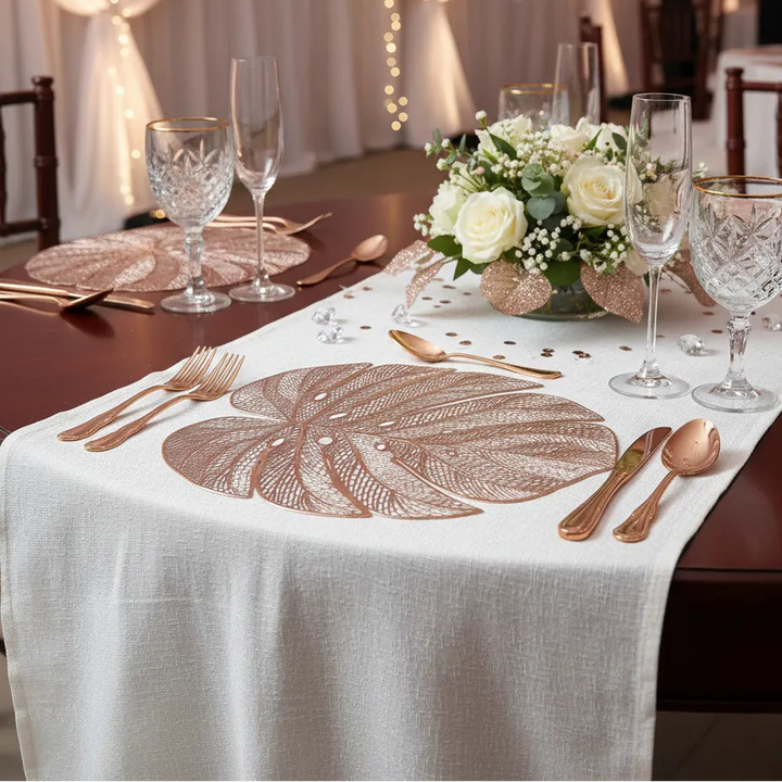 Set de Table Mariage Feuille Rose Gold