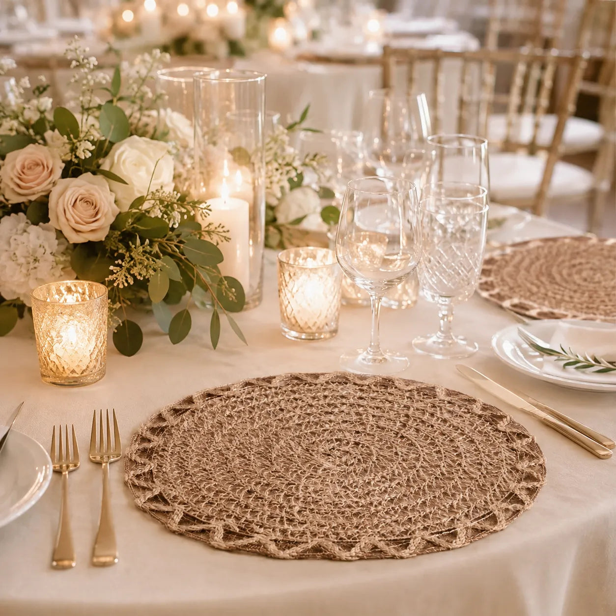Set de Table Mariage en Jute Naturel vintage