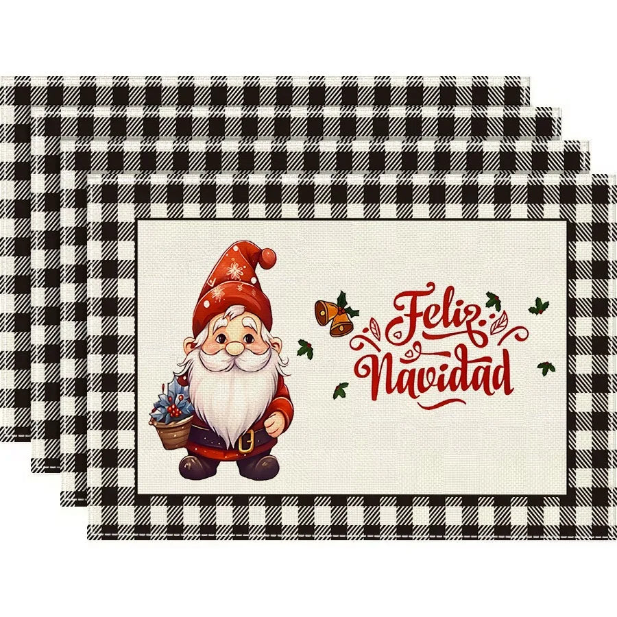 Set de Table Noël Carreaux Noir et Blanc