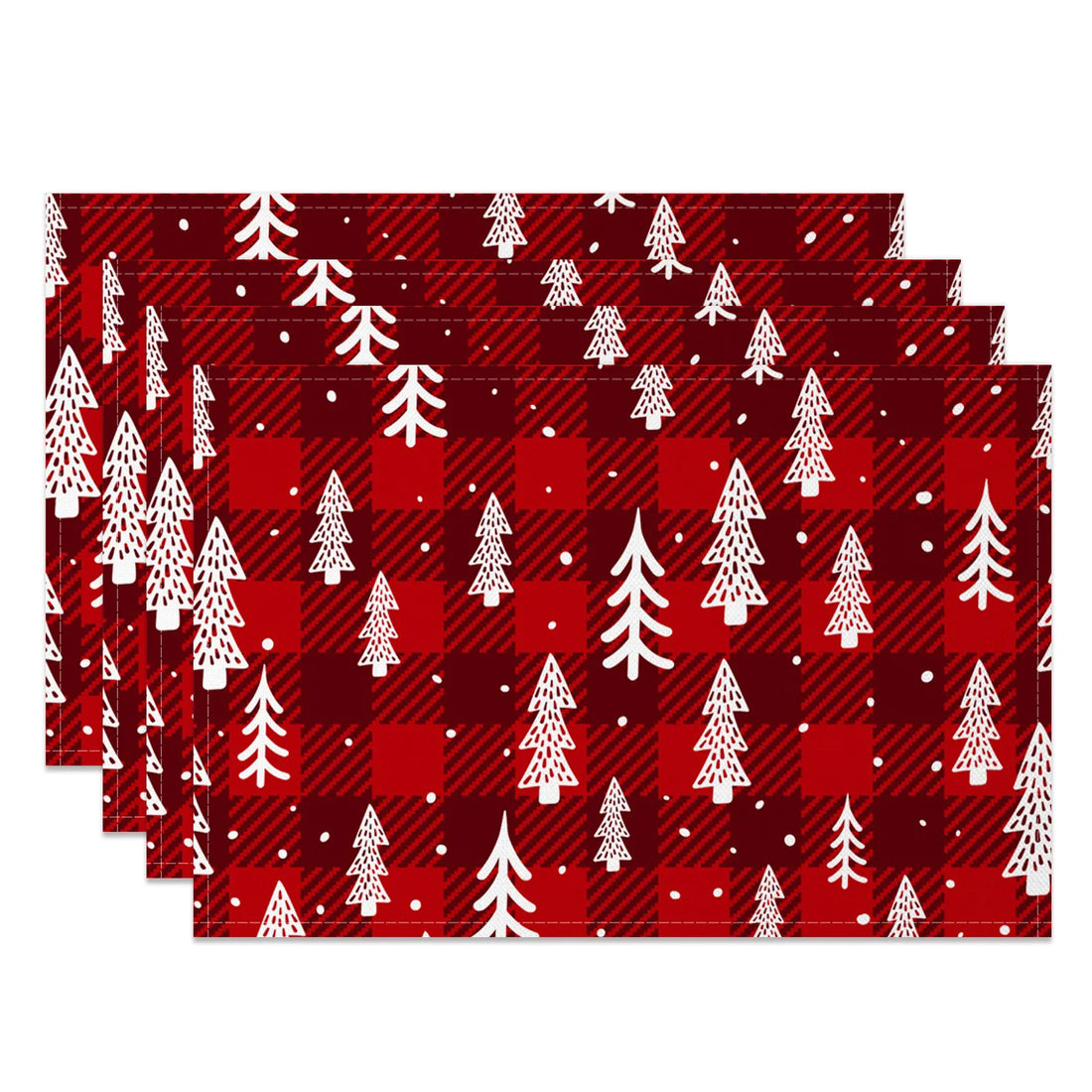 Set de Table Noël Rouge à Carreaux Unique