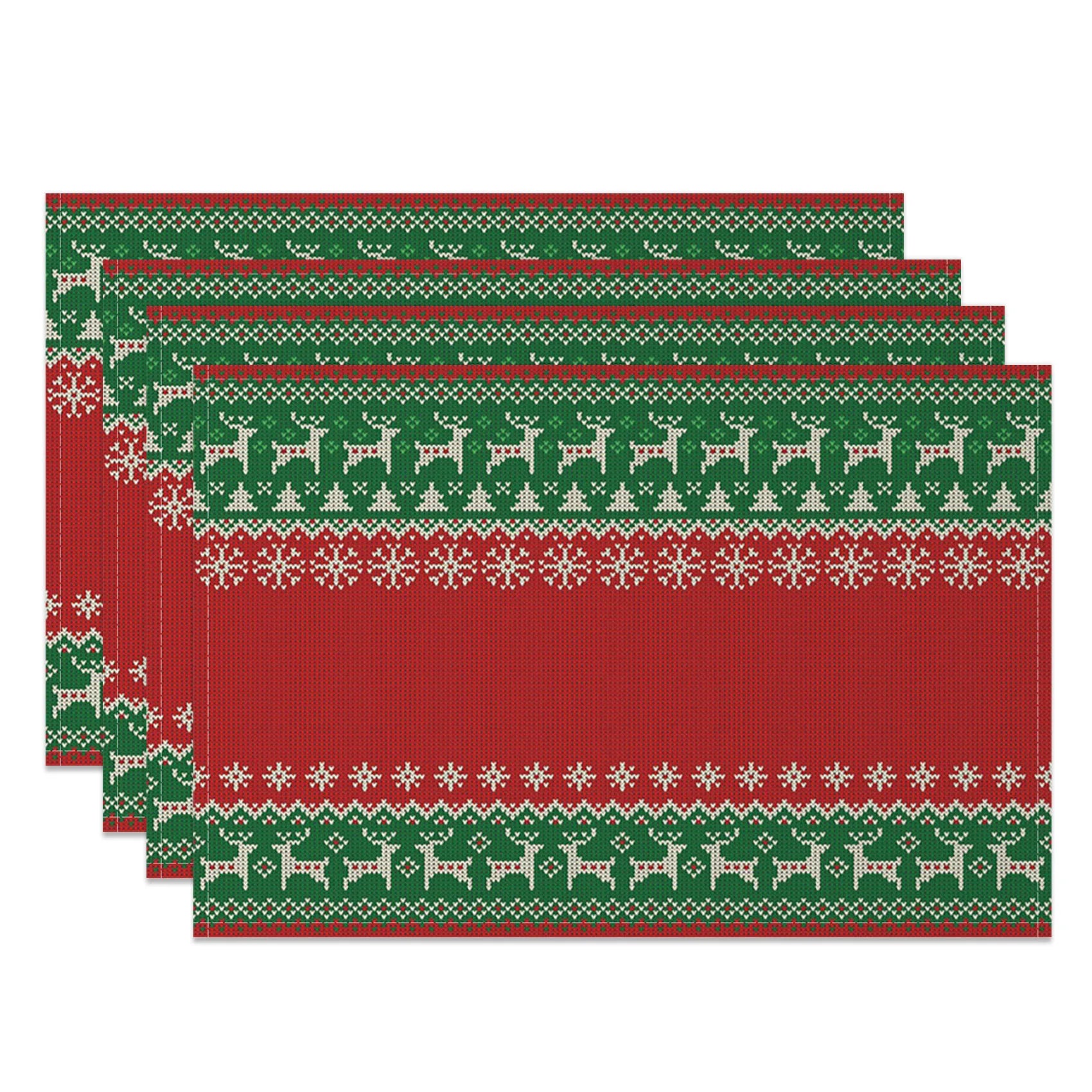 Set de Table Noël en Lin Noir Vert et Rouge