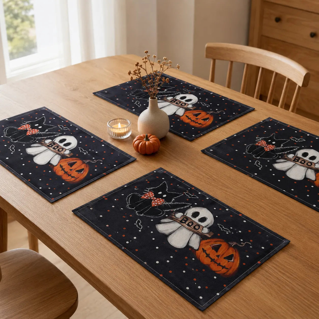 Set de Table Noir Motifs Halloween Pratique